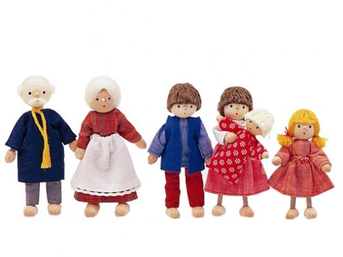 木のおもちゃ カルテット / ドールハウス用ミニチュア人形-6人家族