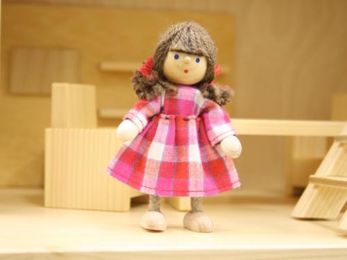 木のおもちゃ カルテット / ドールハウス用ミニチュア人形-女の子